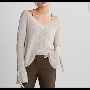 Express tie sleeve slit back sweater sz Medium
